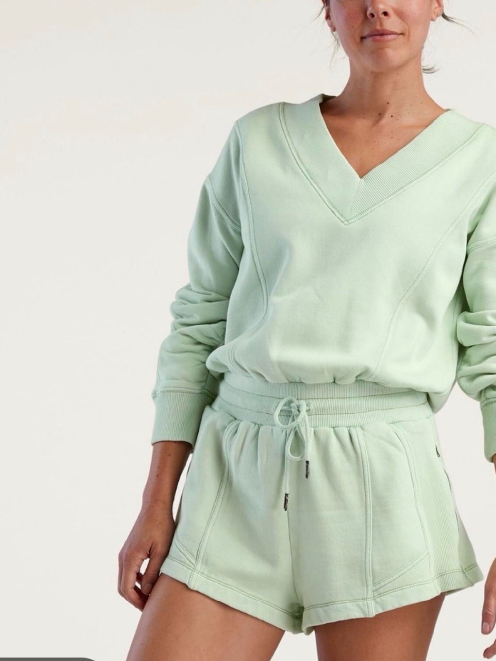 Free People Intercept Romper Mint Green V-Neck